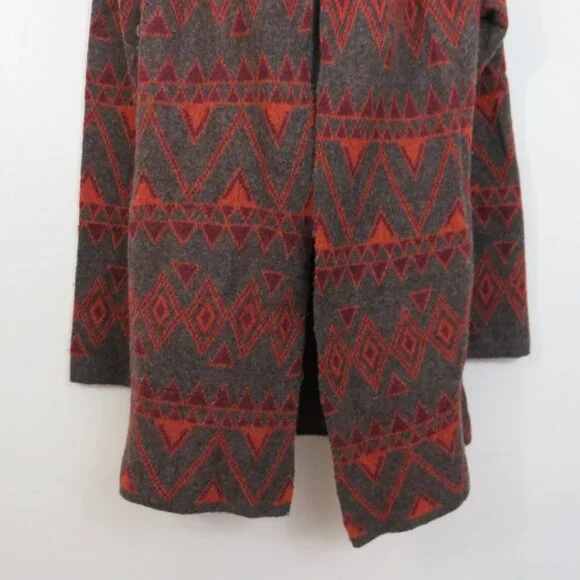 Toad & Co size XL Merino Diamond Hoodie Open Cardigan Lambswool Boho Western - Picture 4 of 6